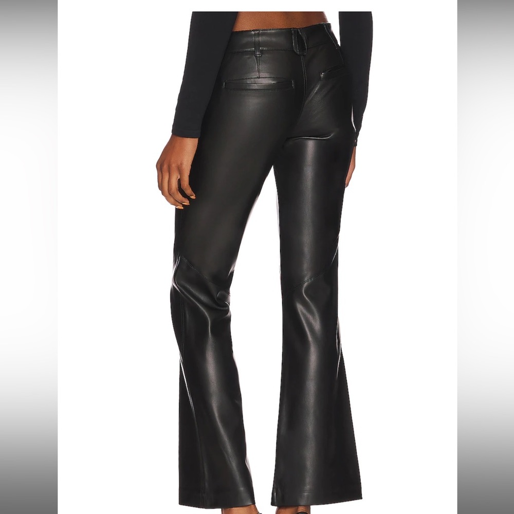 Free People Love Language Low-Rise Slim Faux Leather Flare Pants - Picture 3 of 4